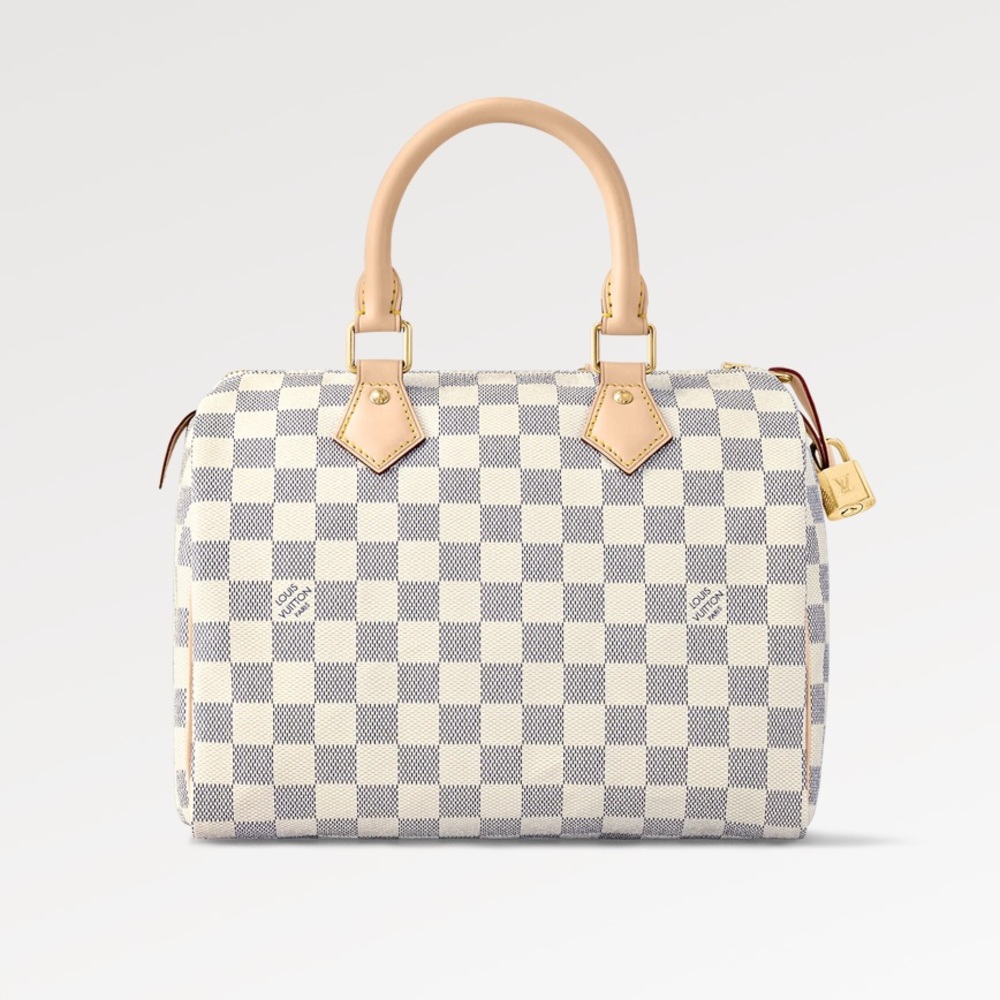 Louis Vuitton Speedy 25 Handbag in Checkered Damier Azur Canvas